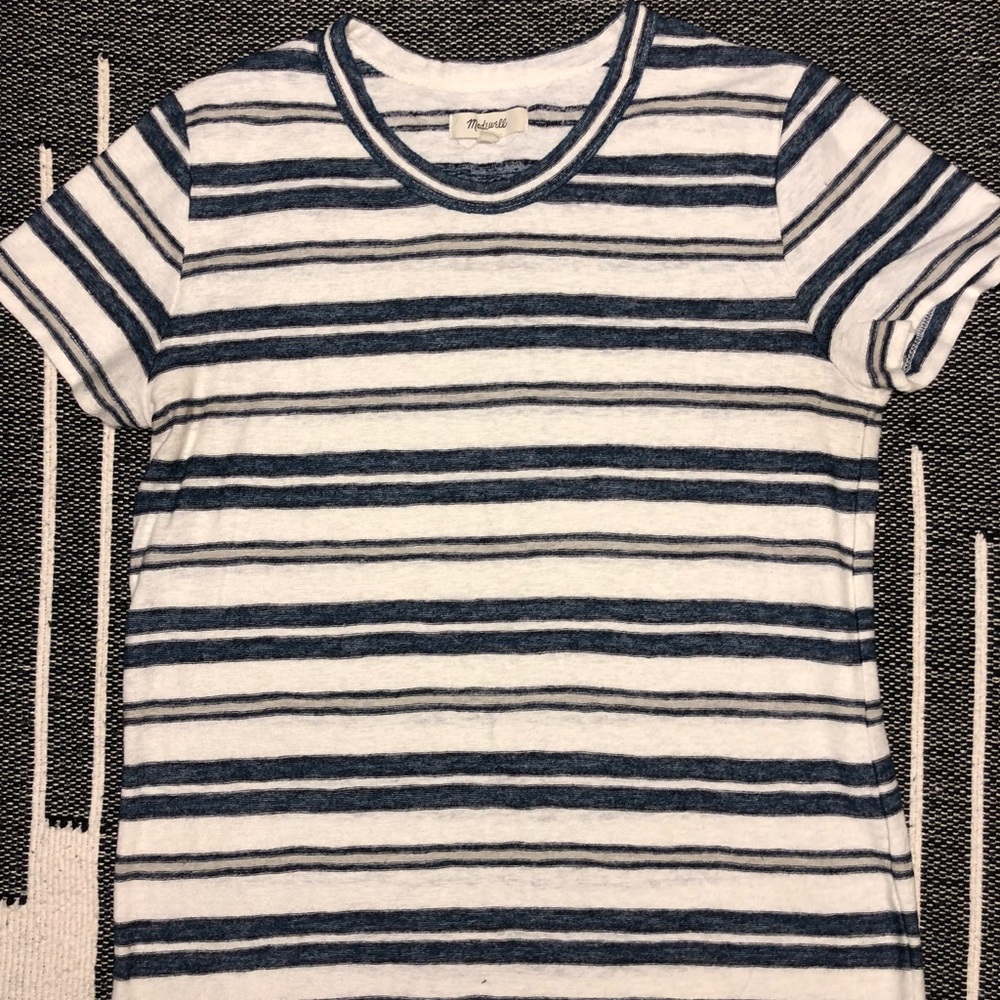 Madewell Blue Striped Linen Tee